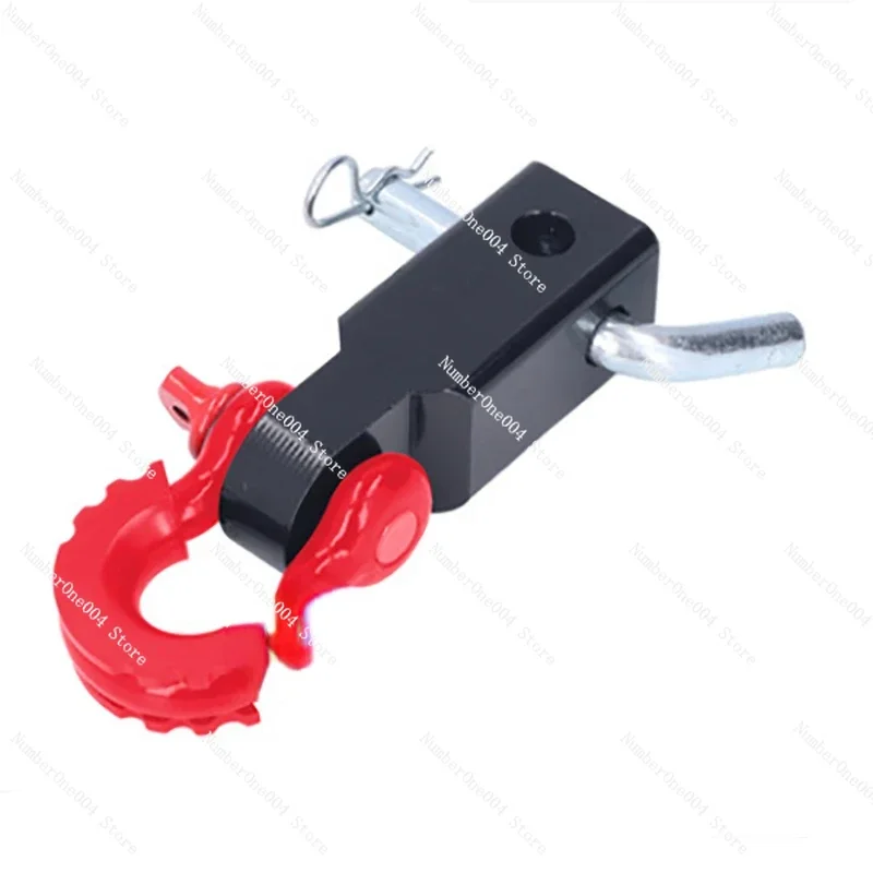 

Shackle Receiver Recovery Block Double Hole Powder Coat RED Hitch Includes Pin D-Ring For SUV