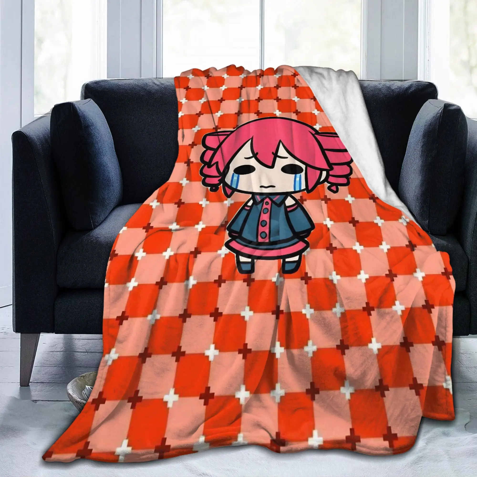 Kasanes Virtual Singer Tetoes Knitted Blanket Cartoon Cute Throw Blankets Bedroom Sofa Portable Thin Bedspreads Multi-function