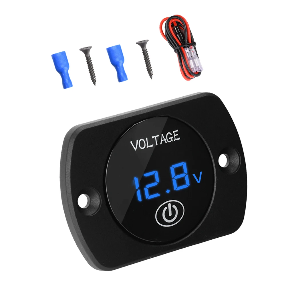 Voltímetro DC5-48V con pantalla a Color reacondicionada para coche, voltímetro con pantalla Digital LED de 12V y 24V, para motocicleta, camión y barco