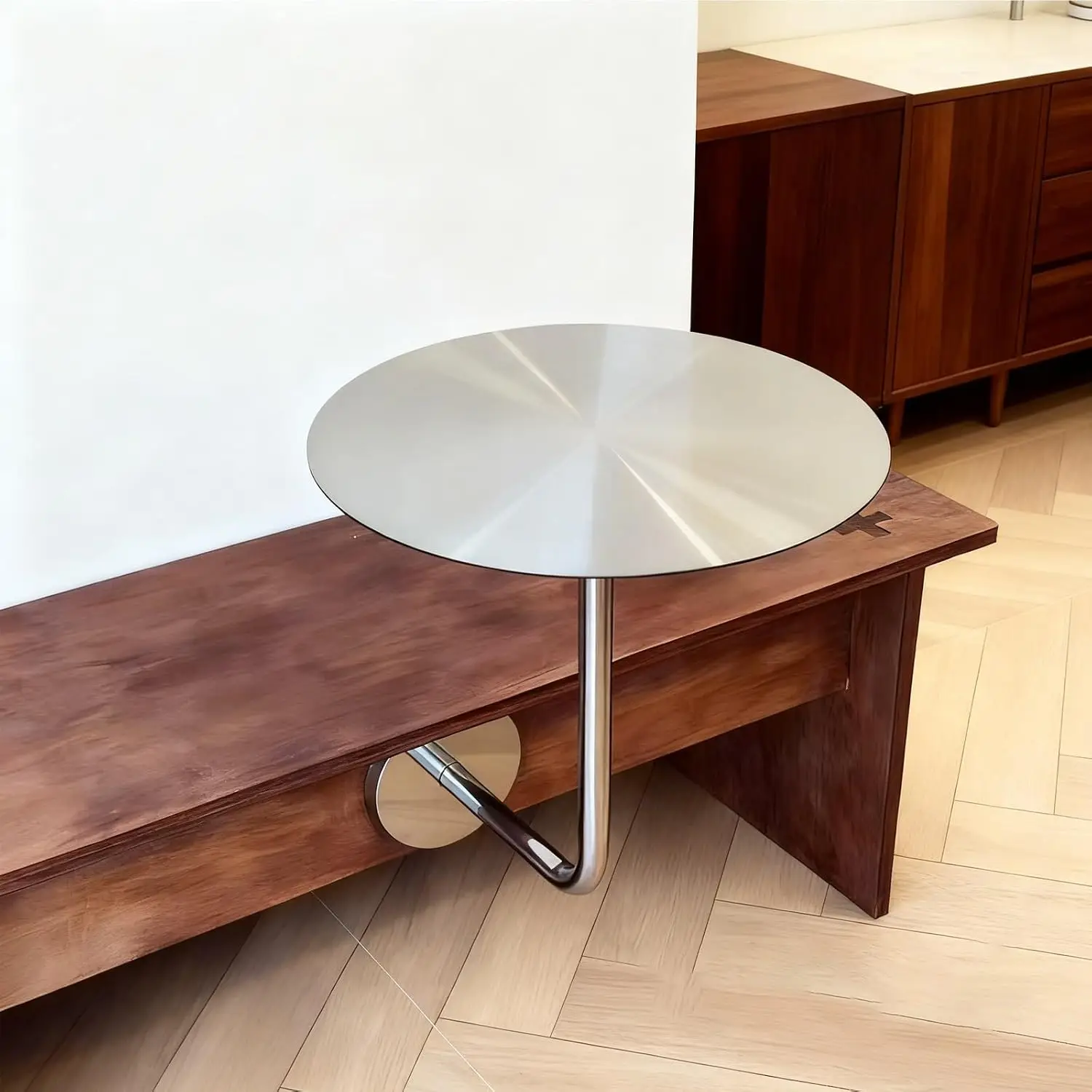 

Space-Saving Wall-Mounted Stainless Steel Cafe Table – Easy-Install Floating Round Table,Rust-Proof & Wobble-Free, Customized