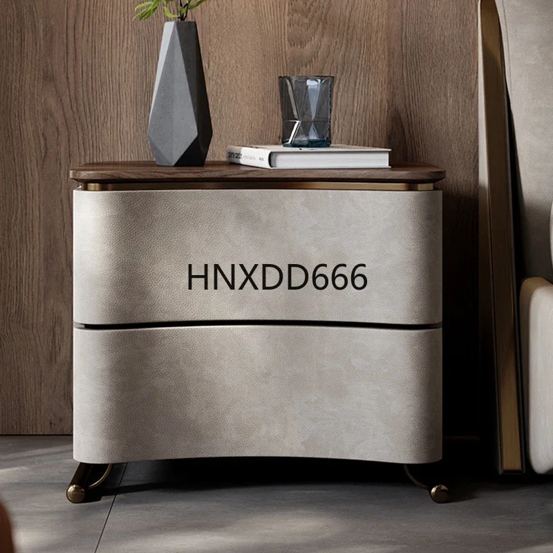 Walnut bedside table Large household natural marble head table