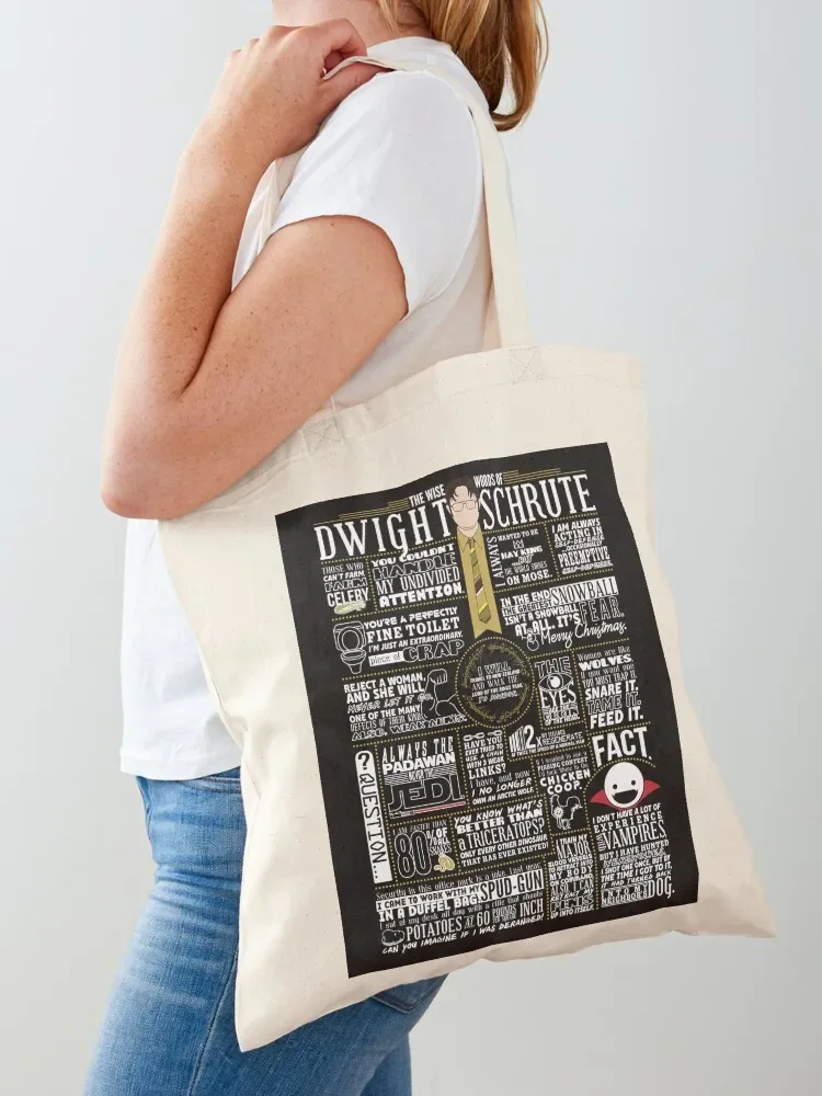 

The Wise Words of Dwight Schrute (Dark Tee) Tote Bag Gift bags bags woman 2025 tote bag canvas bags