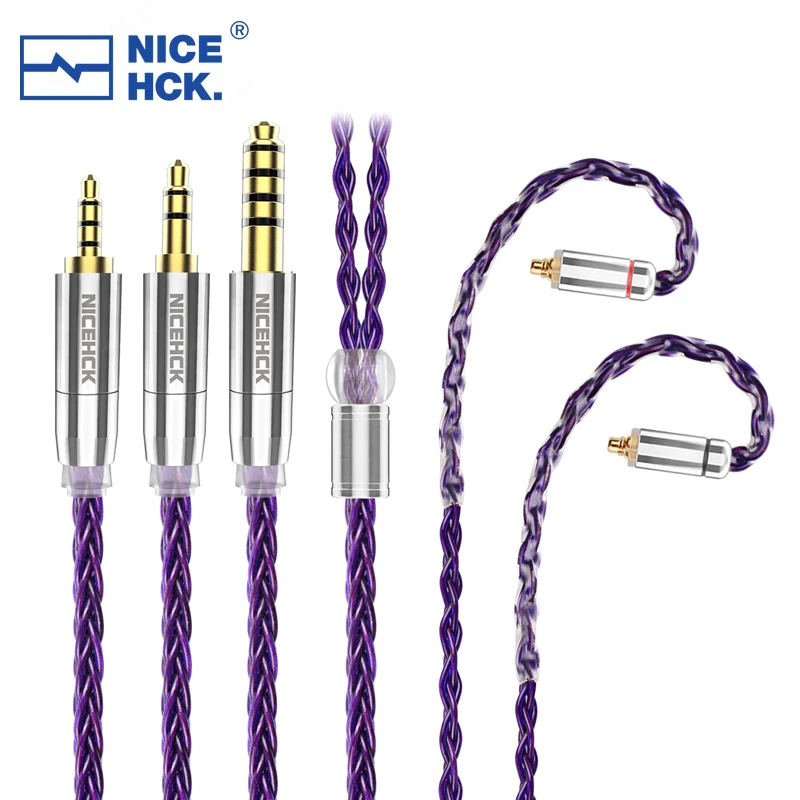 NiceHCK – câble Audio violet 8 brins, fil d\'écouteurs en cuivre FURUKAWA 3.5/2.5/4.4mm MMCX/0.78mm, 2 broches pour M5 Zetian Wu