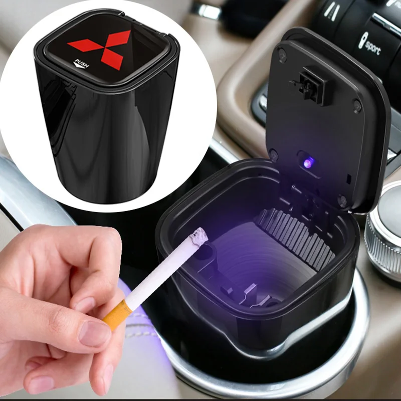 High-Grade Car Ashtray With Led Lights With Logo Creative Personality For Mitsubishi Asx Lancer Outlander Pajero Ralliart