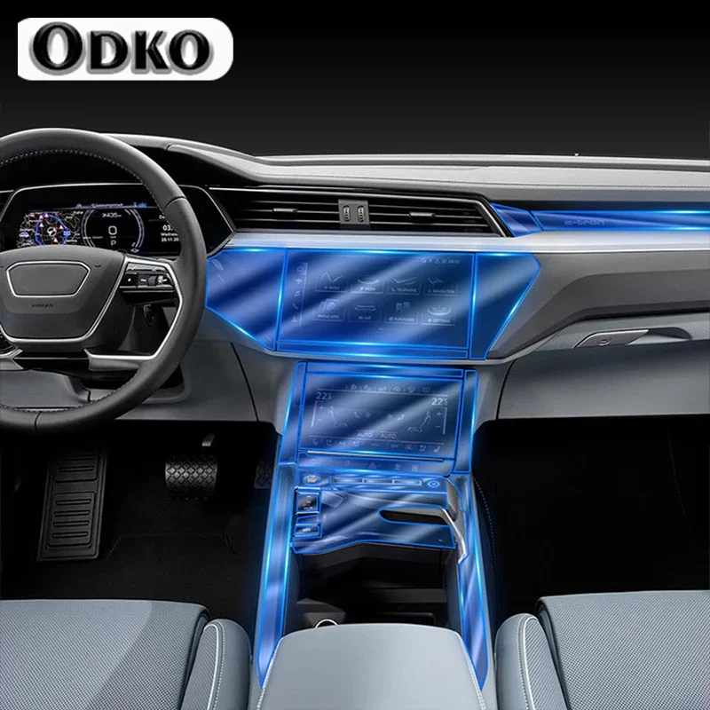 

Car TPU Transparent Dashboard Navigation Screen Protective Film Interior Console Gear Sticker Set For Audi Etron 55 Quattro 2020