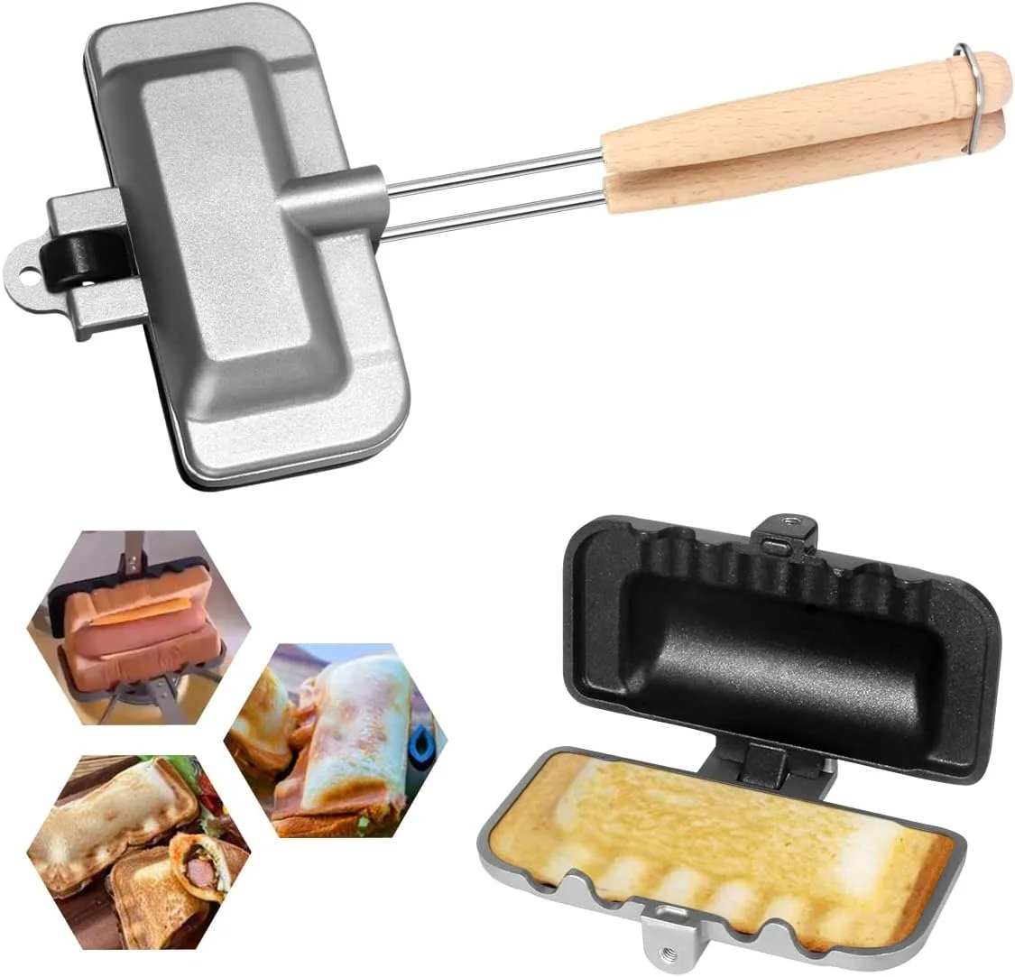 

Double Sided Frying Pan, Sandwich Baking Pan Sandwich Maker Aluminum Flip Top Pan Nonstick Double Sided Skillet for Breakfast Pancakes (Single Hole)