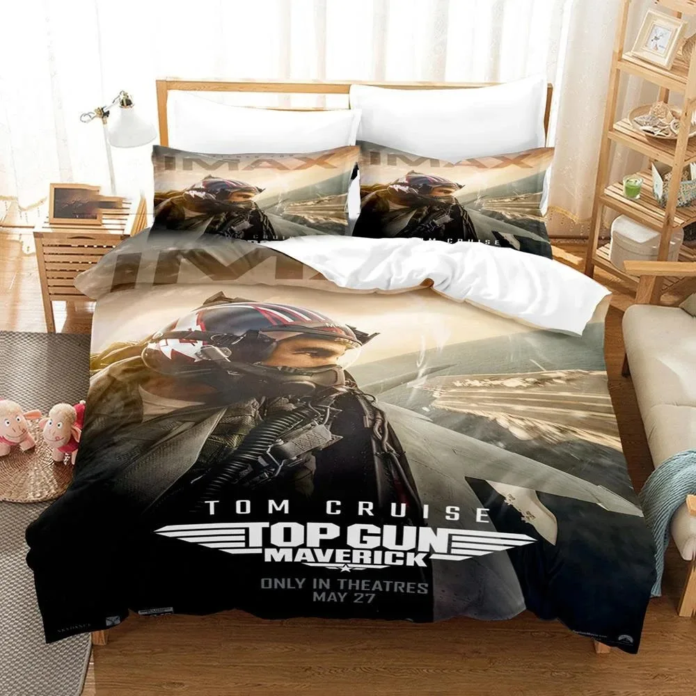 

3D Printed Top Gun Maverick Bedding Set Pillowcase Duvet Cover Double Twin Full Queen King Adult Kids Bedclothes Quilt Cover