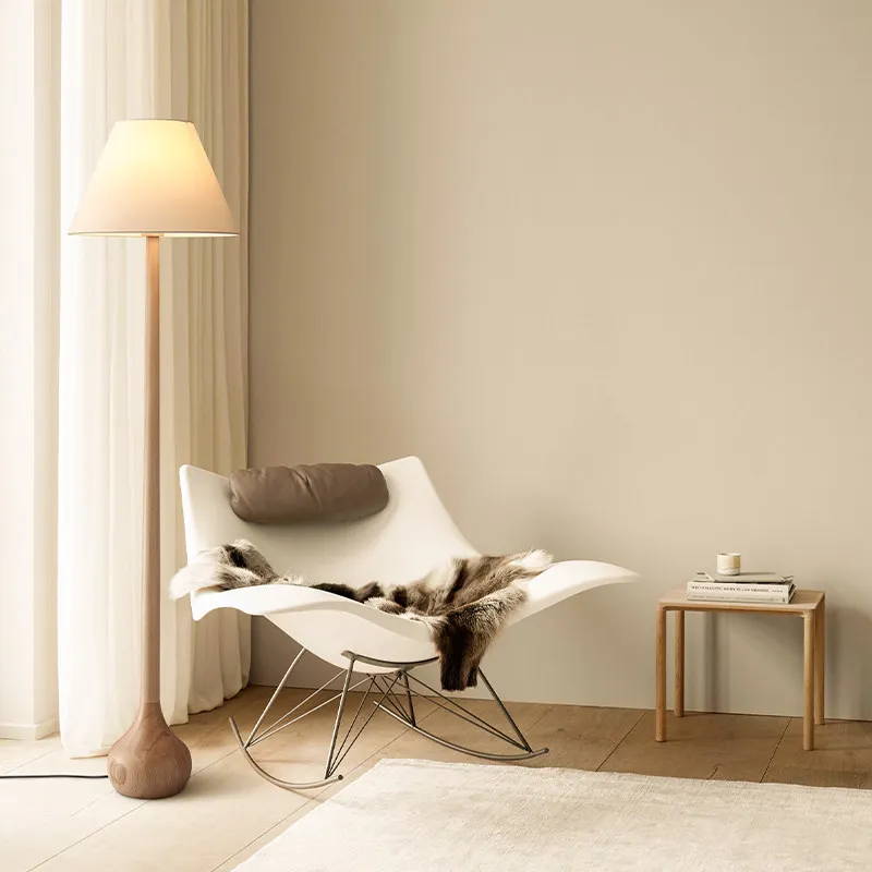 Minimalism Solid Wood+Fabric Floor Lamps Nordic Home Decoration LED Lighting Bedroom Living Room Office Cafe Bar Standing Lamps