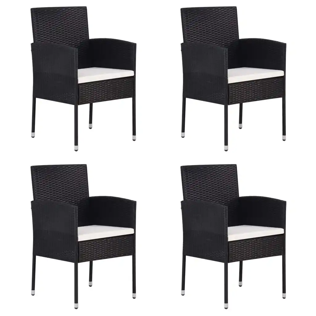 

Patio Chairs 4 pcs Poly Rattan 20.5" x 22" x 34.6" Black Outdoor Chair Outdoor Furniture