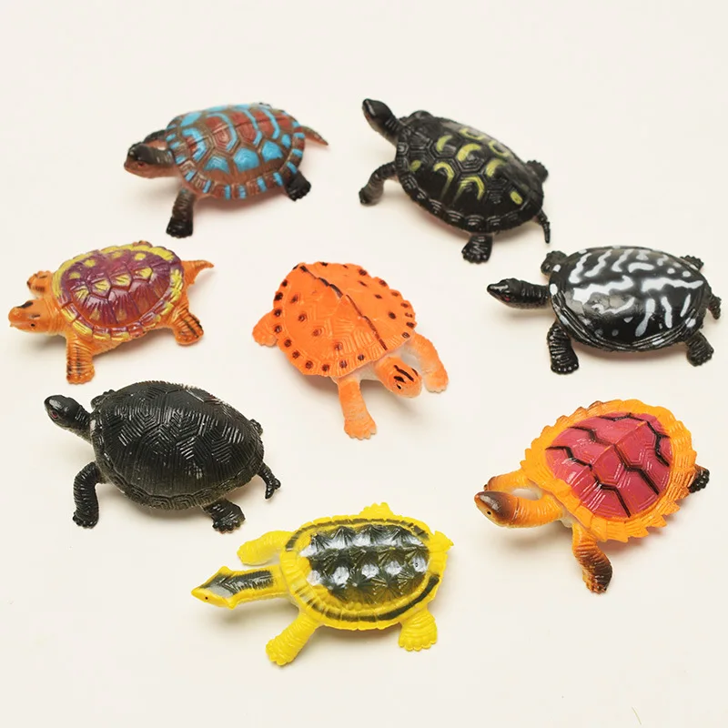 Creatieve Mini Dierenserie Klassiek Model Speelgoed Simulatie Schildpad Kikker Modellen Voor Kinderen Leuke Cartoon Figuren Speelgoed 8 stk/partij