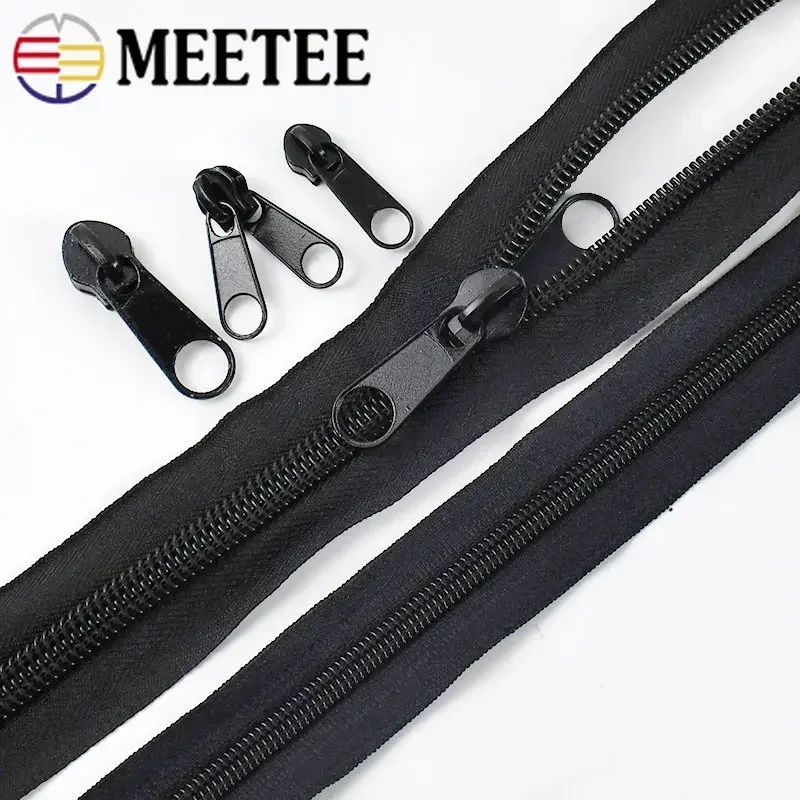 1/2/5M 3# 5# 8# 10# Nylon Zippers Tape with Zipper Slider Suitcase Continuous Zip Clothes Jacket Coil Zips Repair Accessories