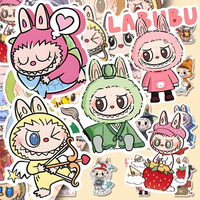 80pcs Labubu Monster Cartoon Waterproof Stickers Pack Cute Water Bottle Laptop Skateboard Scrapbook Anime Accessories