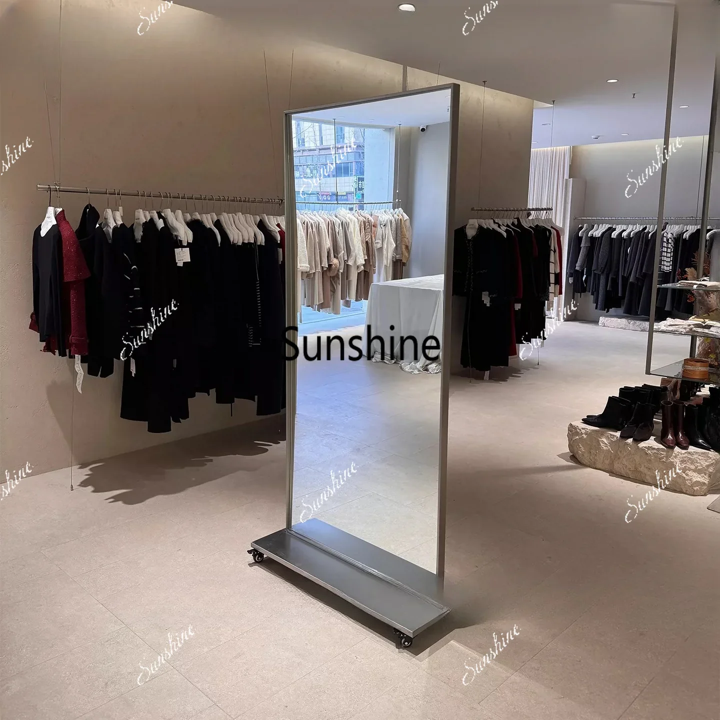 Stainless steel movable floor mirror whitening/thin beauty mirrorTJ
