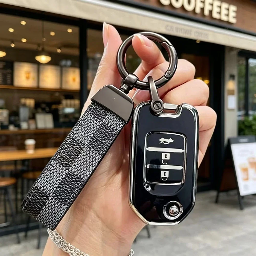 Soft TPU Flip Car Key Case Cover for Honda Civic Accord City Odyssey CR-V XR-V HR-V Vezel Jade Jazz Crider Car Holder Keychains