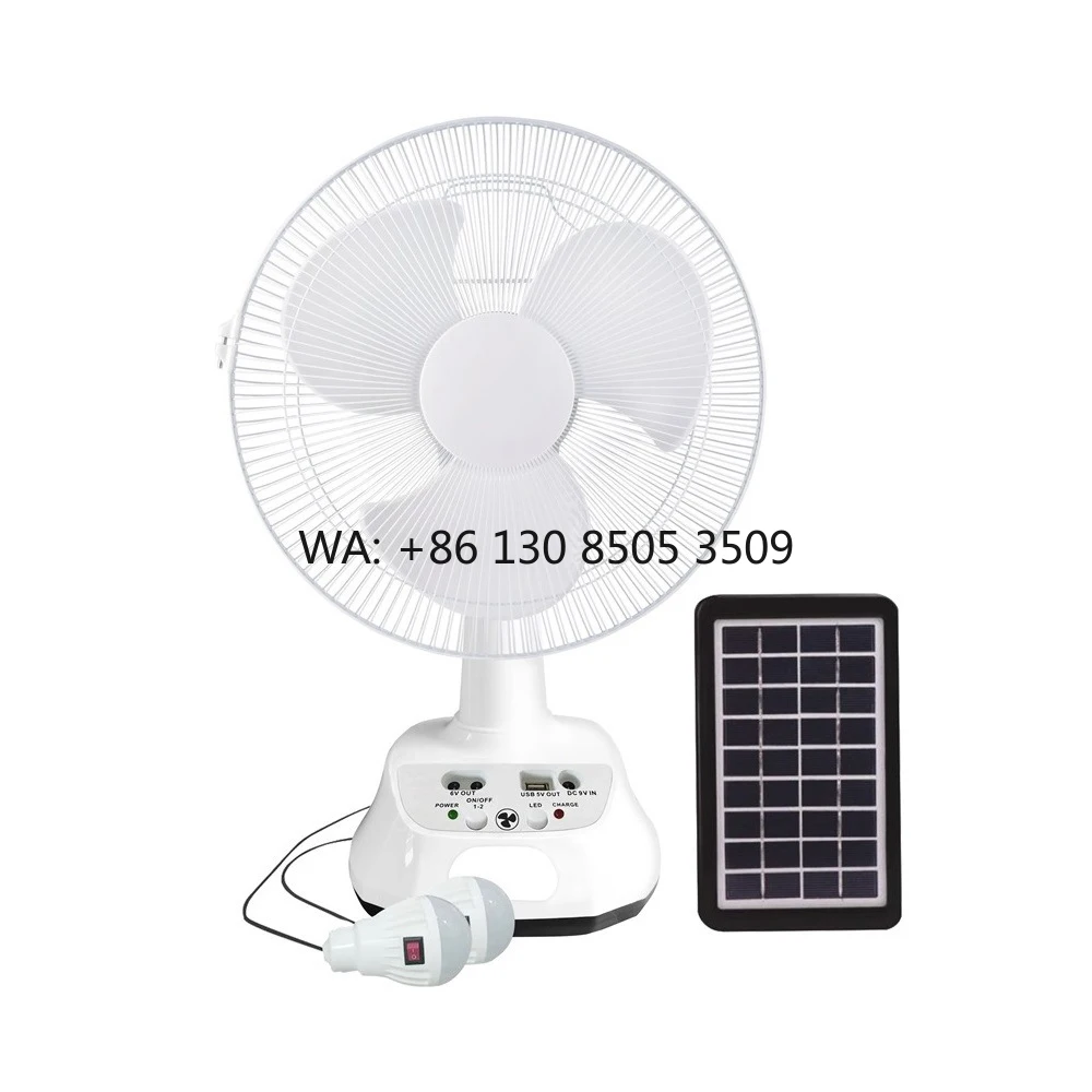 

12 Inch Rechargeable Solar Panel with 12 Volt 6 Volt DC Fan Solar Powered AC Fan Price DC 110~220v Single Speed Fan