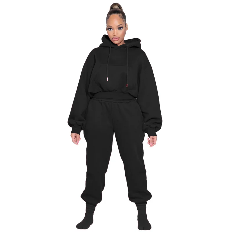 

Women's Fall/winter Long Sleeve Thick Hoodie Sweatpants Casual Suit Two Piece Suit