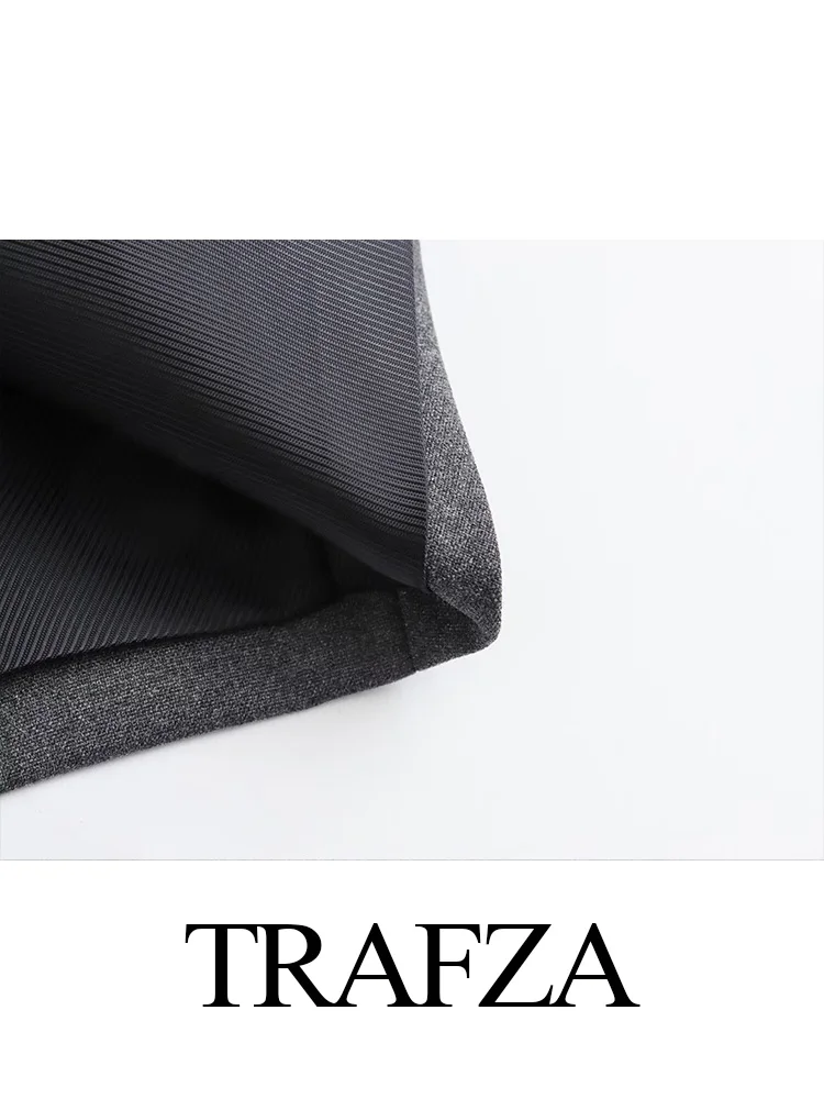 TRAFZA Fashion Vintage damski kombinezon V dekolt krótki bezrękawnik kobiet kieszonkowy wąska na guziki damski kamizelka eleganckie koszule spodnie