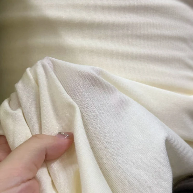Light Yellow Lightweight Lyocell Wool Knit Fabric Stretchy Soft Breathable Spring Summer Cardigan T Shirt Base Layer DIY Sewing