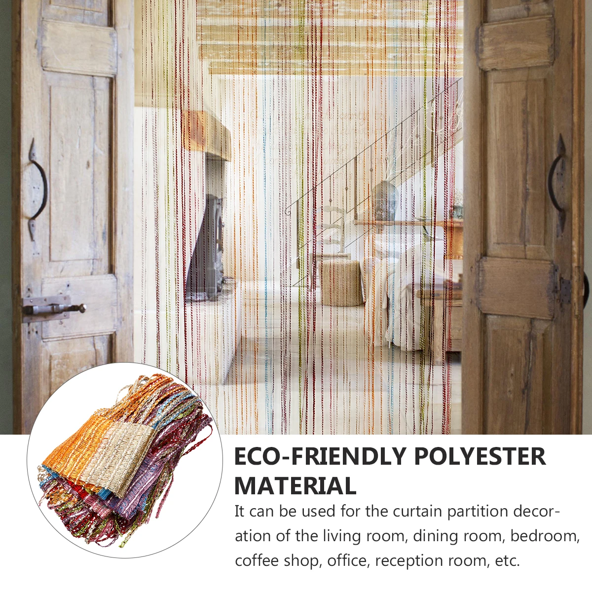

Eco Friendly Polyester Colorful Tassel String Curtain Door Window Divider Vivid Shiny Fade Resistant Decor For Living Room