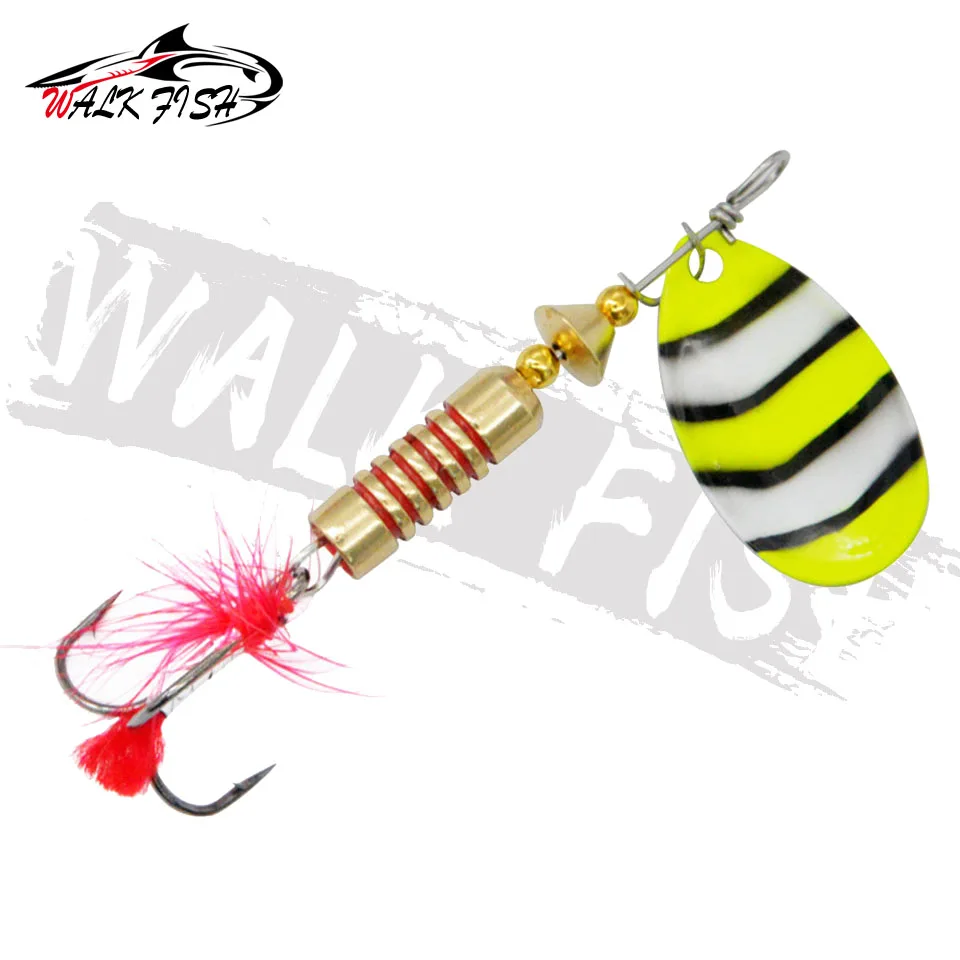 WALK FISH 1PCS Spinner Lure 6g Hard Bait Spoon Lure Feather Treble Hook Fishing Lure Crankbait Bass Lure Wobblers Pesca