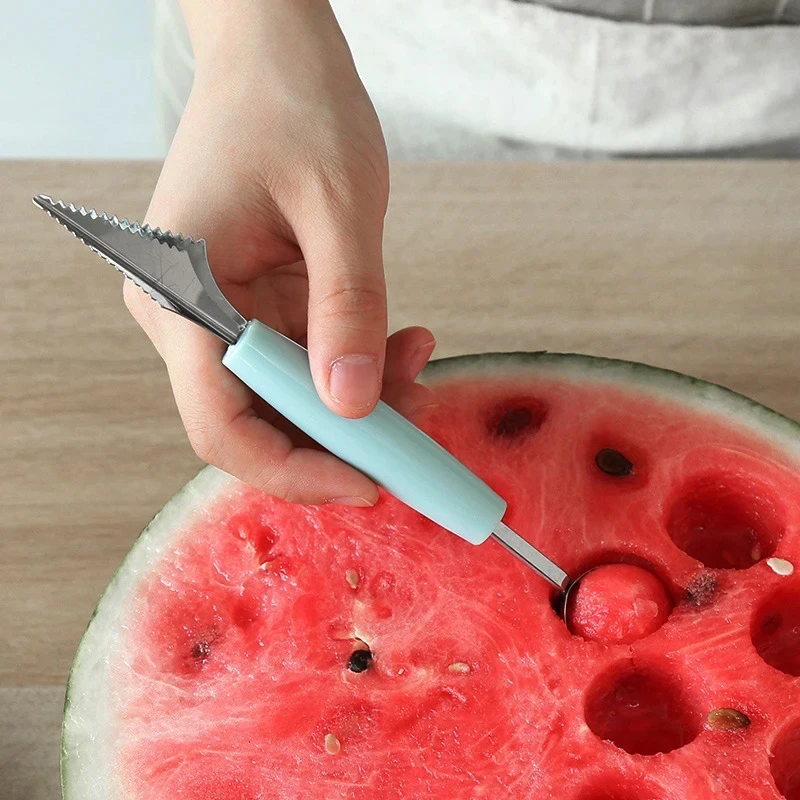 Double-head Fruit Scooper Watermelon Scooper Spoon Stainless Steel Carving Knife Platter Fruit Carver Fruit Knife