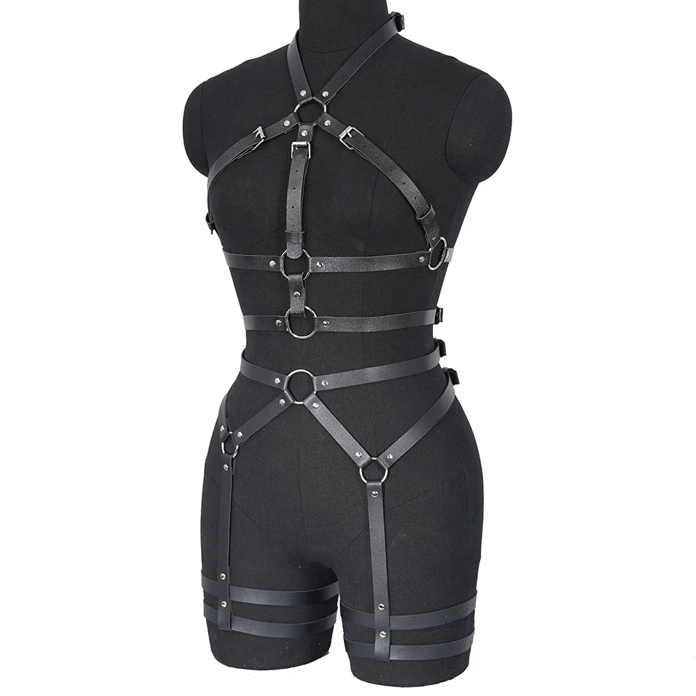 女性のファッションボディベルトオーバーオールドレスセット調節可能なゴシックウエスト気質ボディ彫刻ストラップ服