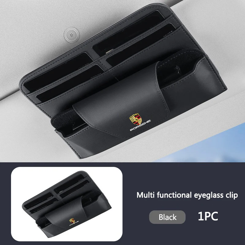 Car Sun Visor Glasses Storage Box Sunglasses Holder For Porsche Panamera Taycan 911 718 Macan Cayenne Boxster Cayman Accessories