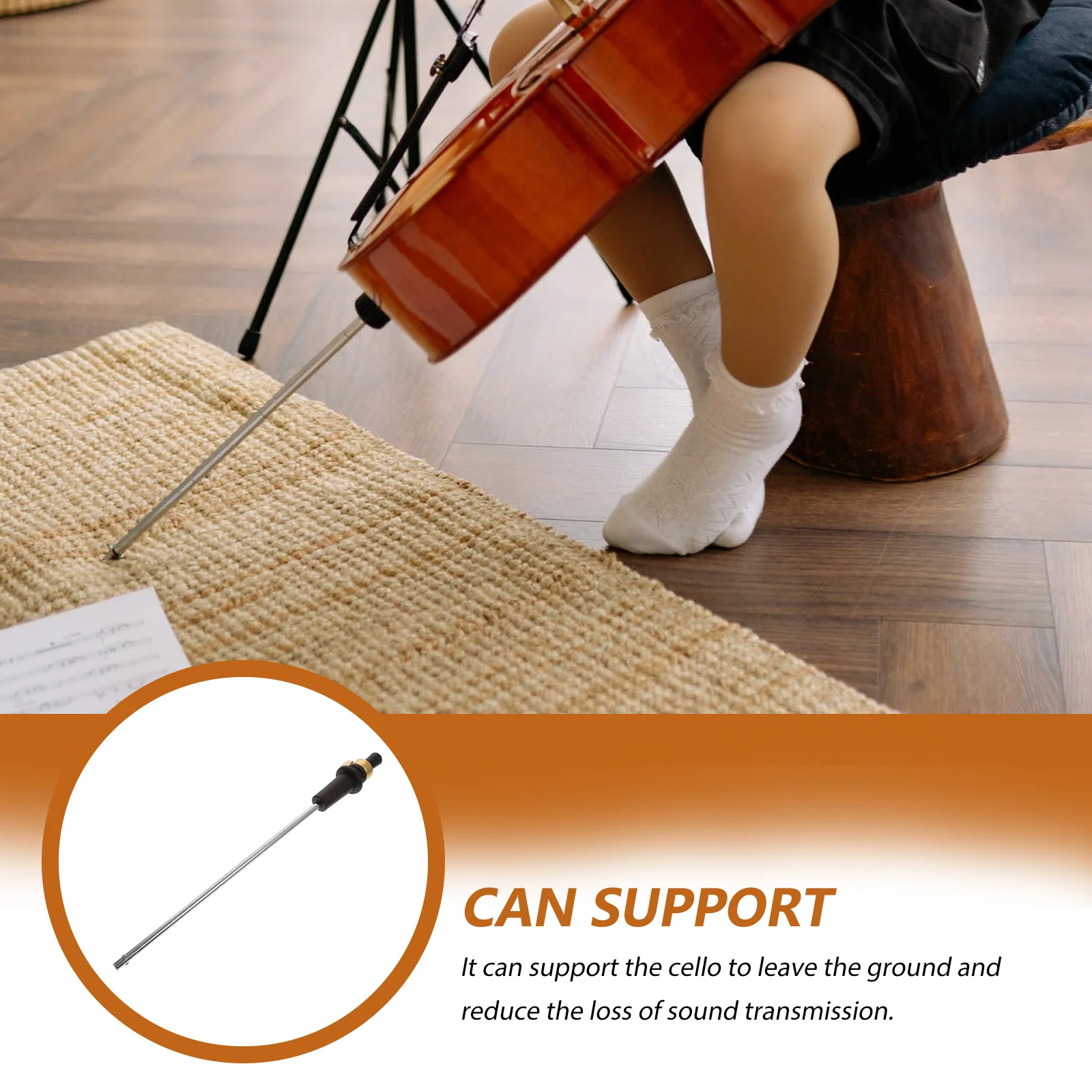 

Durable Cello Tail Rod Ebony Endpin Support Foot Strong Load Bearing Non-Deformation Stable Professional Cellist Accessory