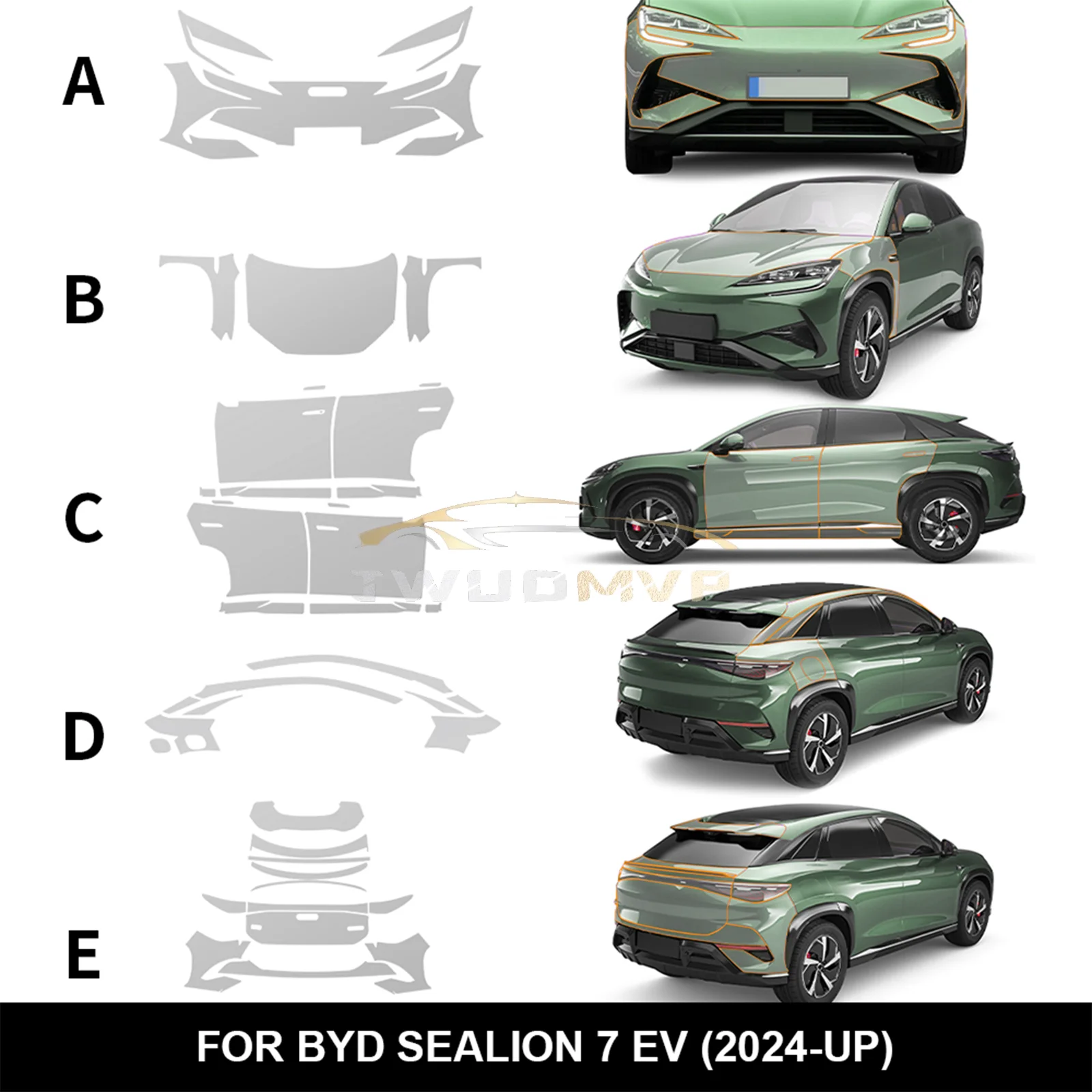 

For BYD Sealion 7 EV 2024 2025 Car Front Bumper Paint Protection Film Anti-scratch Exterior TPU PPF Transparent Repair