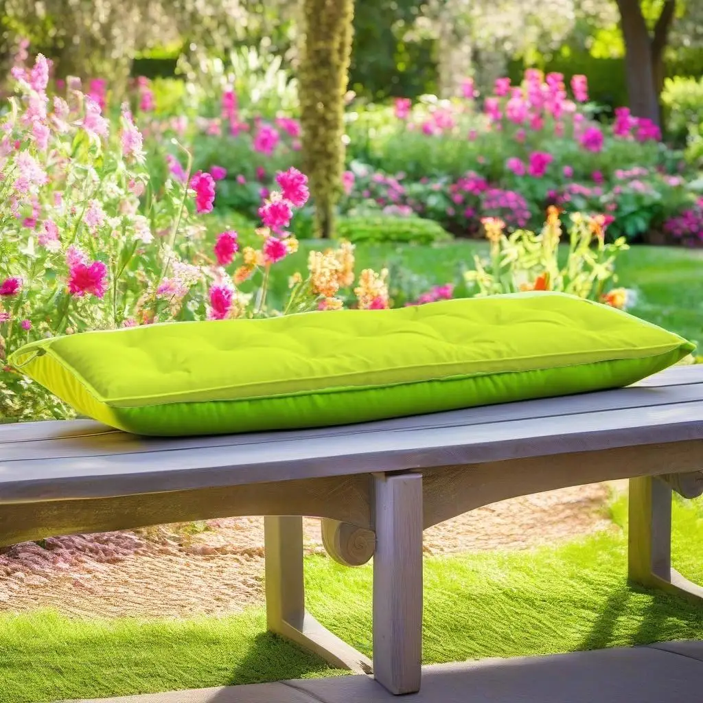 Bright Green Oxford Fabric Garden Bench Cushion 47.2x19.7x2.8 - Outdoor Seating Comfort