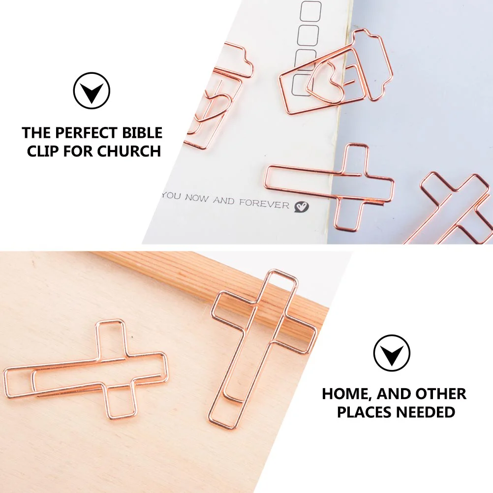 12 Pcs Cross Clip Office Folder Metal Bookmark Clips Church Bible Journaling Clamps Paper Shaped Paperclips