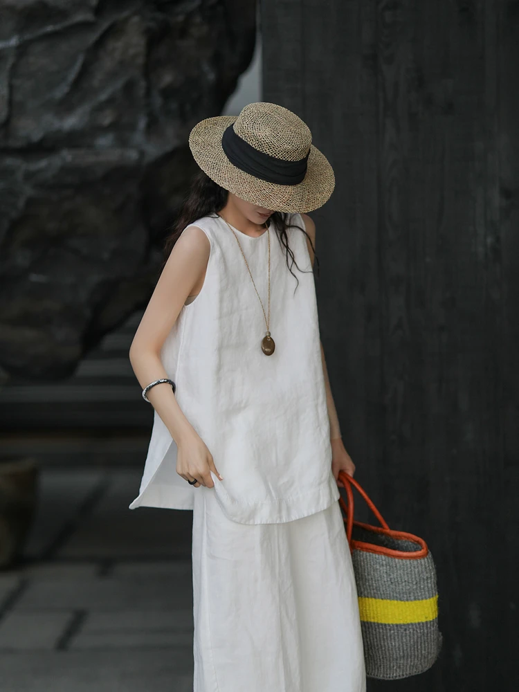 

Жилет из высококачественного твила Han Han Hemp, средней длины, простой дизайн, круглый вырез, с фруктовыми ферментами, повседневный, удобный, женский...