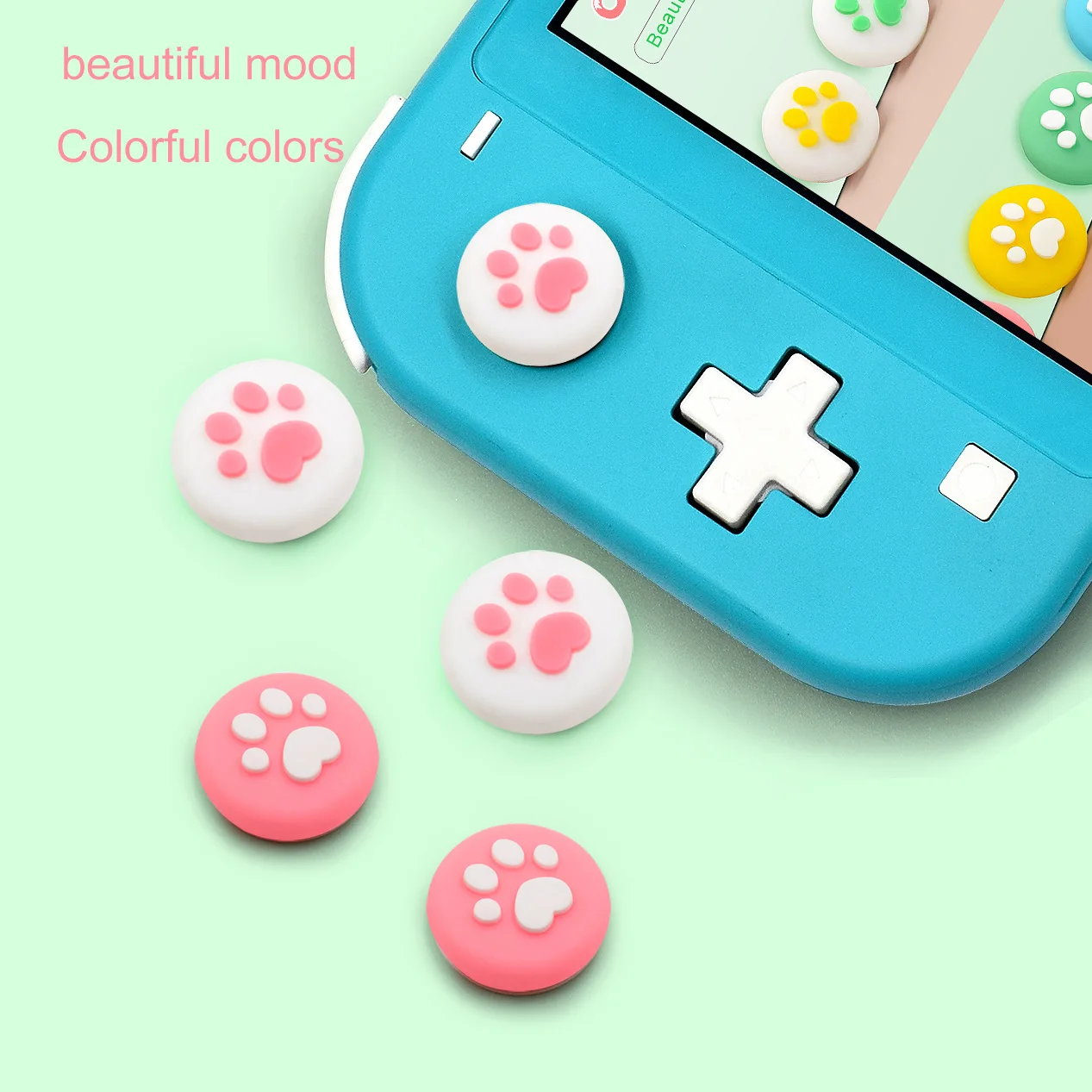 JoyCon لطيف القط مخلب الإبهام القبضات التناظرية عصا غطاء عصا التحكم ل نينتندو سويتش لينة سيليكون لايت OLED الملحقات