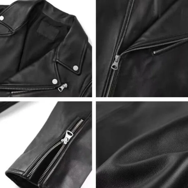 Jackets Men American Pu-leather Autumn Advanced All-match Stylish Simple Handsom Loose Zipper Asymmetrical Moto Biker Trendy