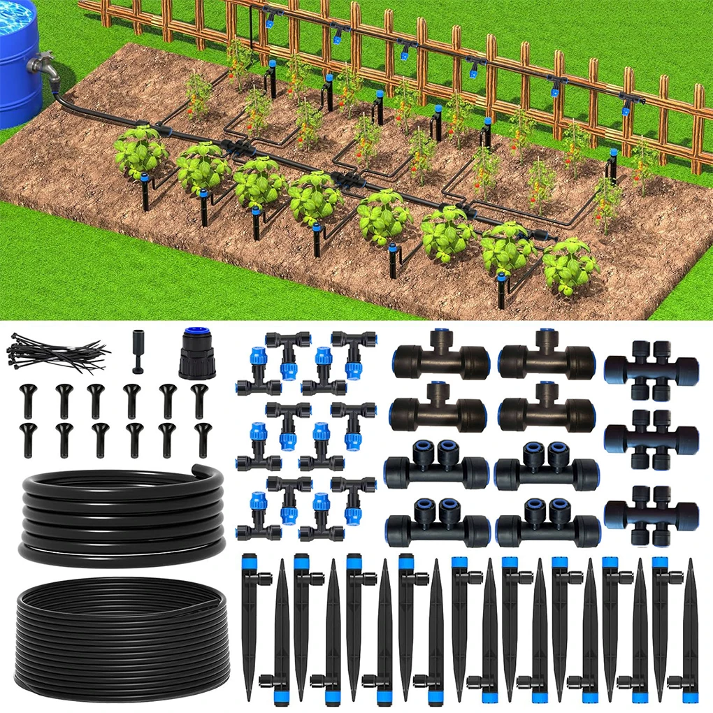 Drip Irrigation System With 75FT Tubing And Variety Of Components For Garden Watering Needs Such As Mi Cro-drip Spray