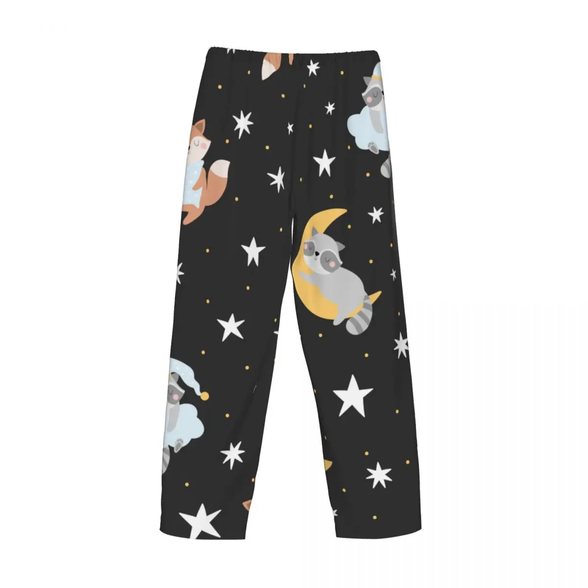 Calças de pijama fofas para animais adormecidos e estrelas para homens, cintura elástica, fundo de sleep lounge com bolsos