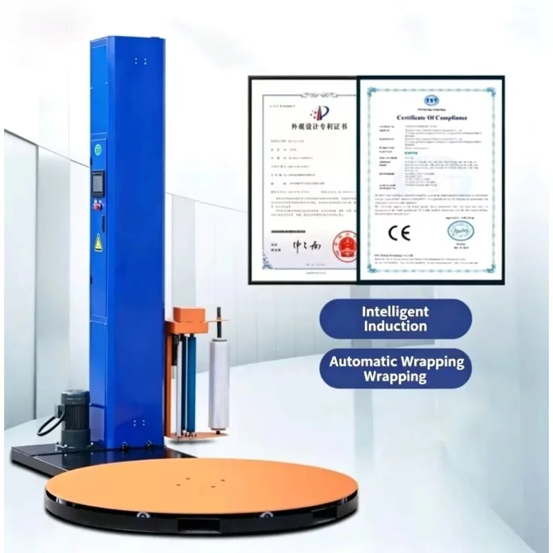 Plastic Wrapping Film Packaging Machine Industrial Stretch Wrapper Warehouse Securing Semi Automatic Shrink Wrapping Machine