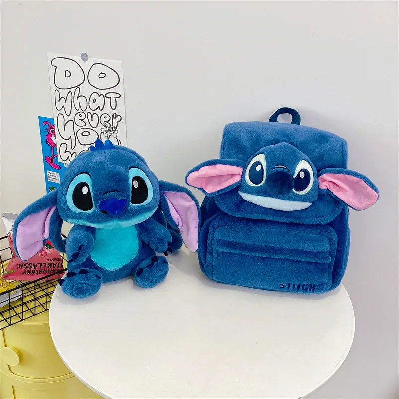 Sac à dos Disney Stitch pour filles, sac à bandoulière Kawaii, sac à dos mignon, sac à bandoulière double initié, poudres de rangement, jouet Anime, cadeau