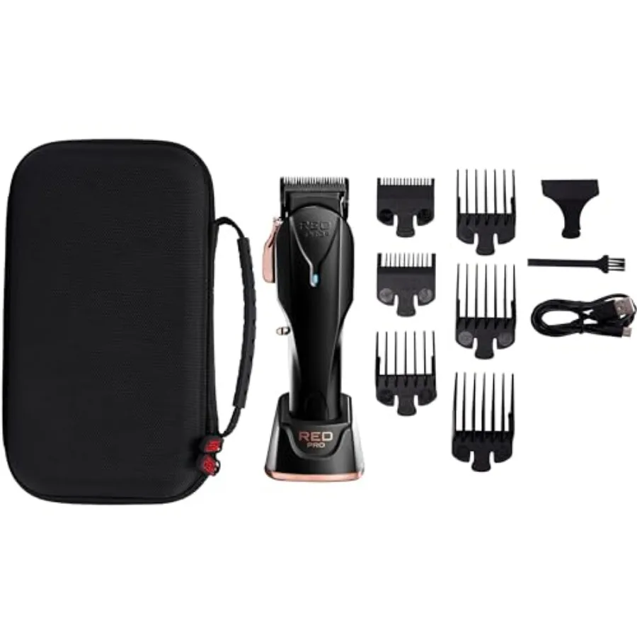 

RED Pro Professional Cordless Hair Clipper for Men with Grooming Pouch in Red High-Precision Stainless Steel Blades Long-Lastin