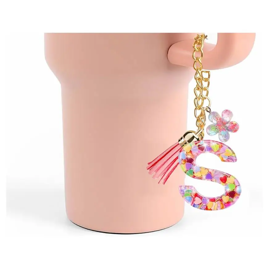 Cup Accessories for  cup Water Bottle Handle Strap 0.32in Letter Straw Cover Silicone boot Initial Handle Charm Letter Sticker f