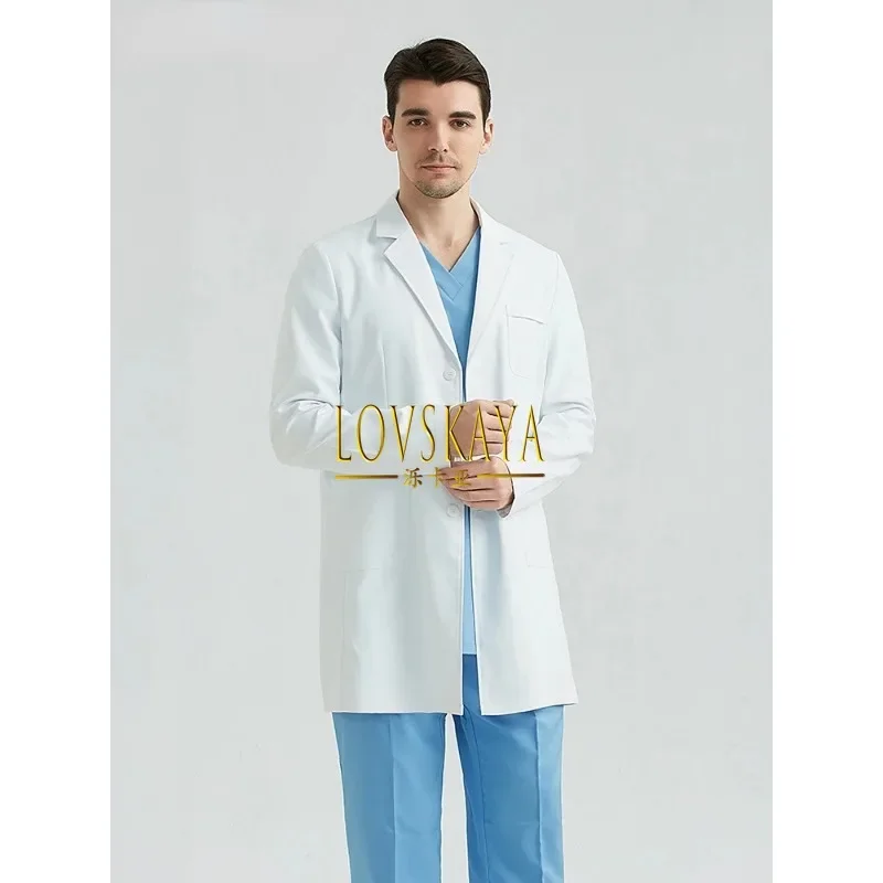 long cuff hospital medical beauty doctor work clothes in long High-end white coat men