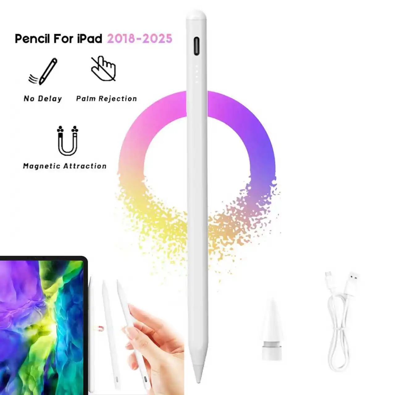

for Apple Pencil Pro Touch Pen Caneta iPad 2018 2025 11 12 Mini iPad Air M2 M3 M4 3rd 4-11 th Tablet Stylus USB Type C Charging