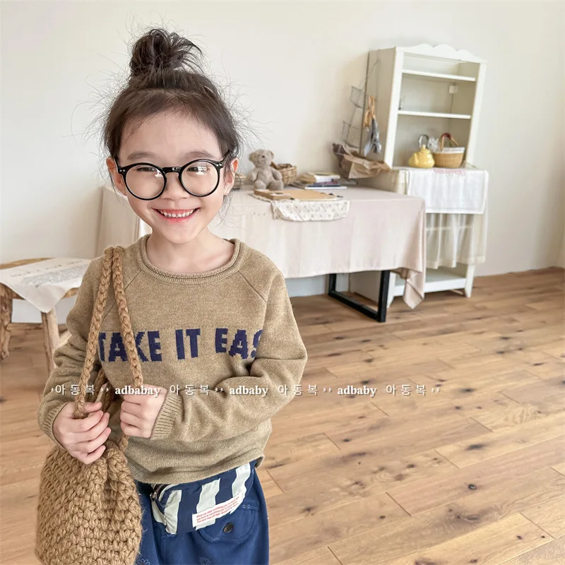 

2025 autumn children's clothing autumn children's autumn clothing Korean version sweater top sweater boys and girls knitted swea