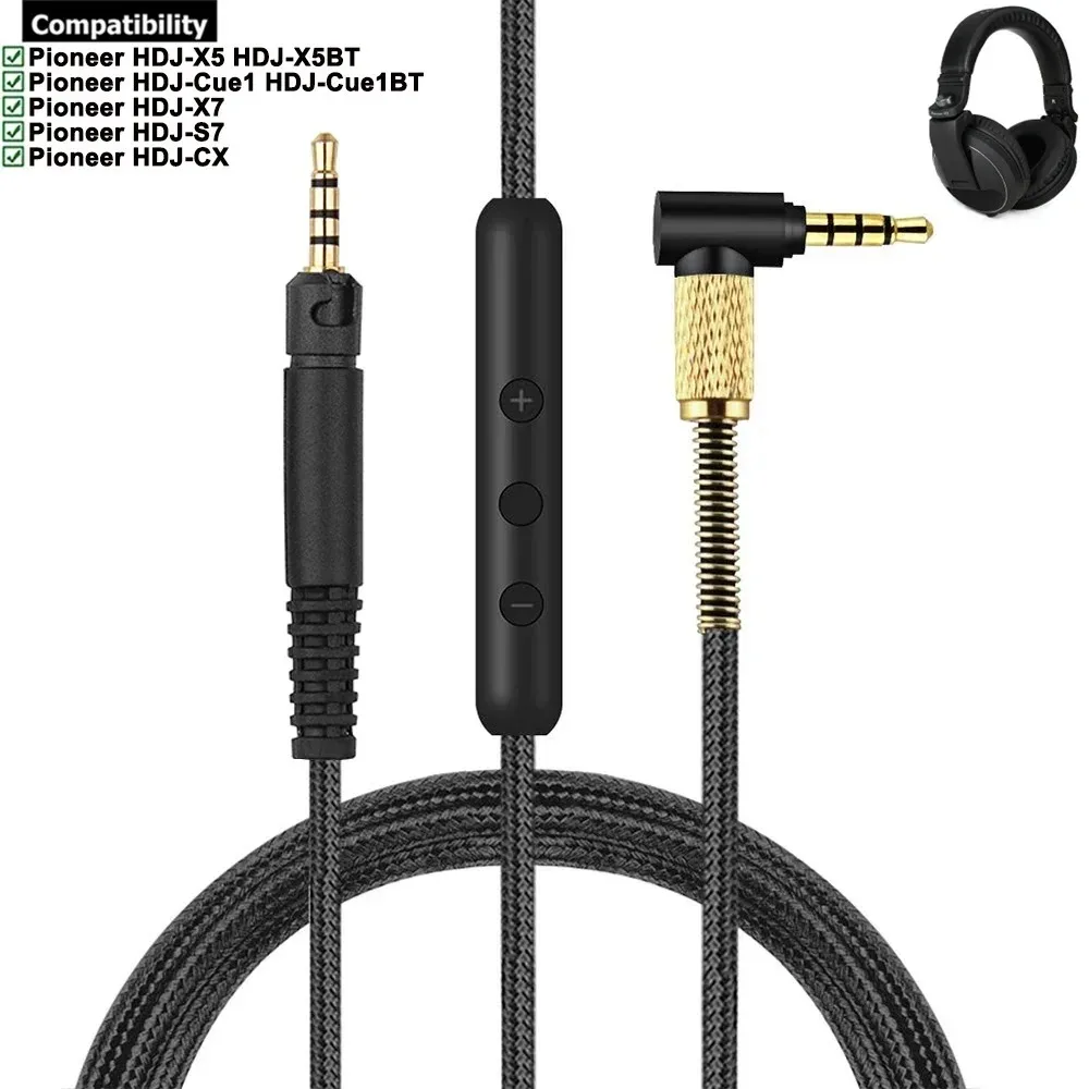 OFC Braided Replacement Cable Extension Cord For Pioneer DJ HDJ-X5 HDJ-X5BT HDJ-X7 HDJ-S7 HDJ-CX HDJ-Cue1 HDJ-Cue1BT Headphones