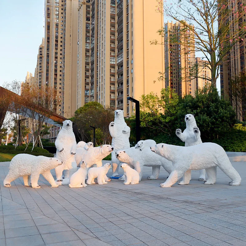 Fiberglass animal simulation polar bear plastic penguin ornament outdoor park forest decoration playground beautiful decoration