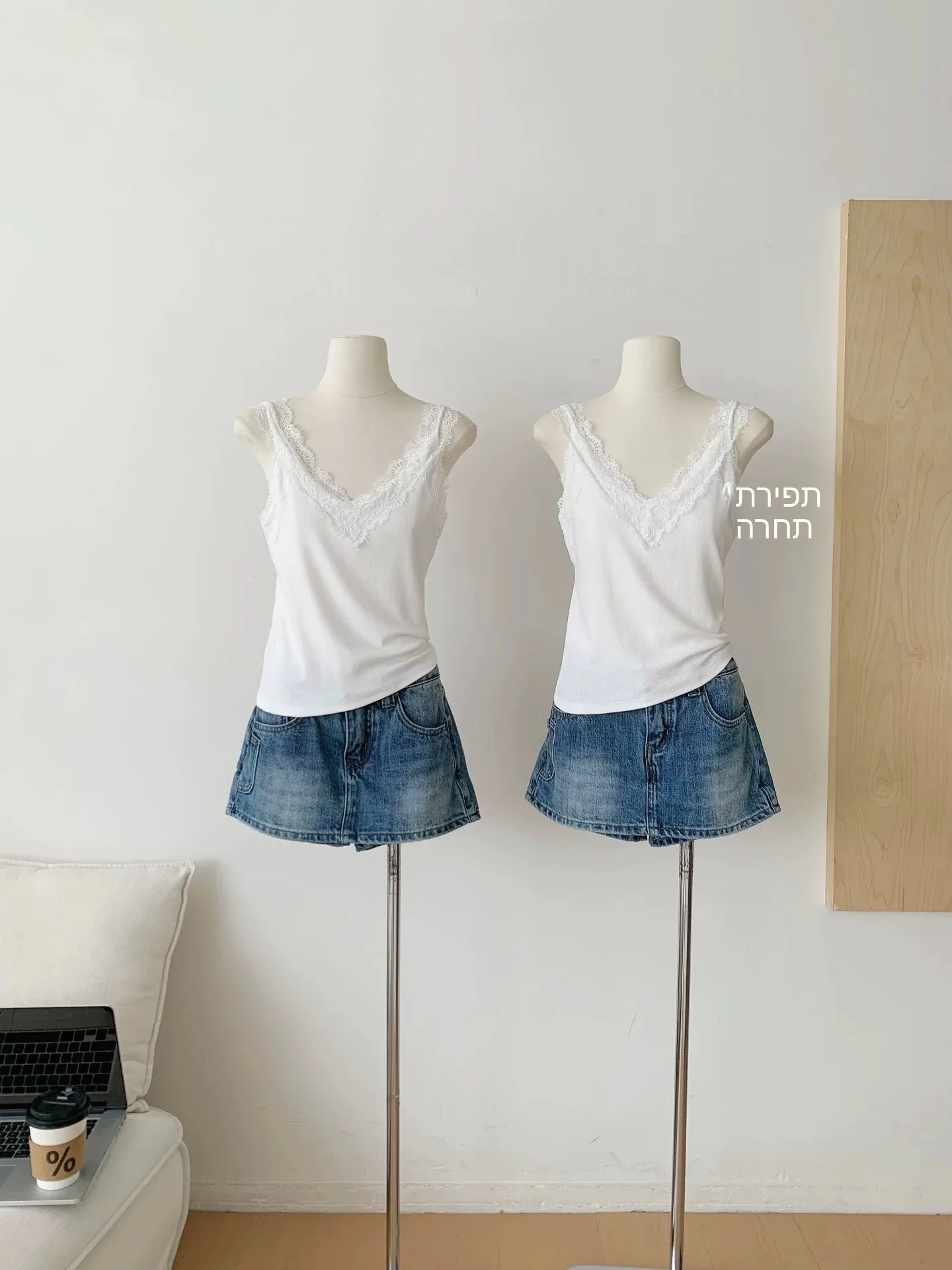 Women's Slim Fit Tank Top Lace Trim 95 Cotton Summer New Style Inner Wear Outer Wear Base Shirt Big Size plus Size MM