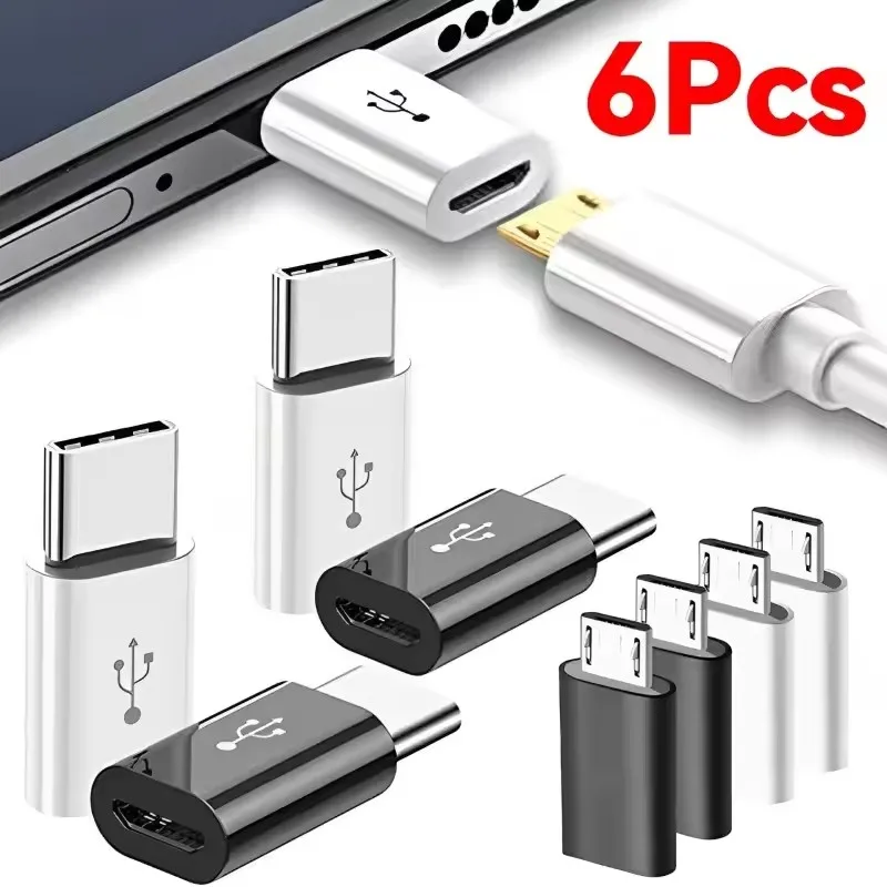 6-1PCS USB Type C To Micro USB Adapter for Phone Tablet Charger Data Cable Adapter for Samsung Huawei Android Type C Converters