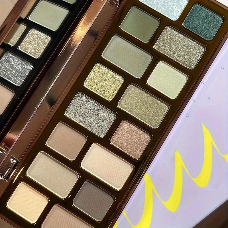 16 色のアイシャドウ パレット、マット、シマー & グリッター仕上げ、スモーキー レトロな外観のためのアース トーン、ハイライターとブラッシュのマルチユース コス