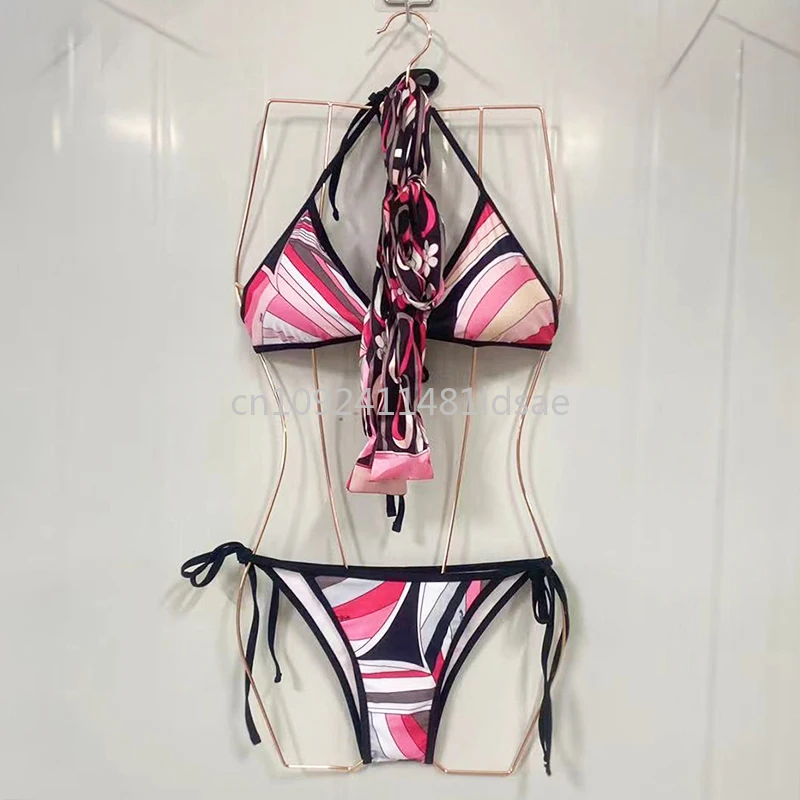 

Italian Classic Headband Bikini Set Designer Brand Women's Sexy 3 Pieces Swimsuits