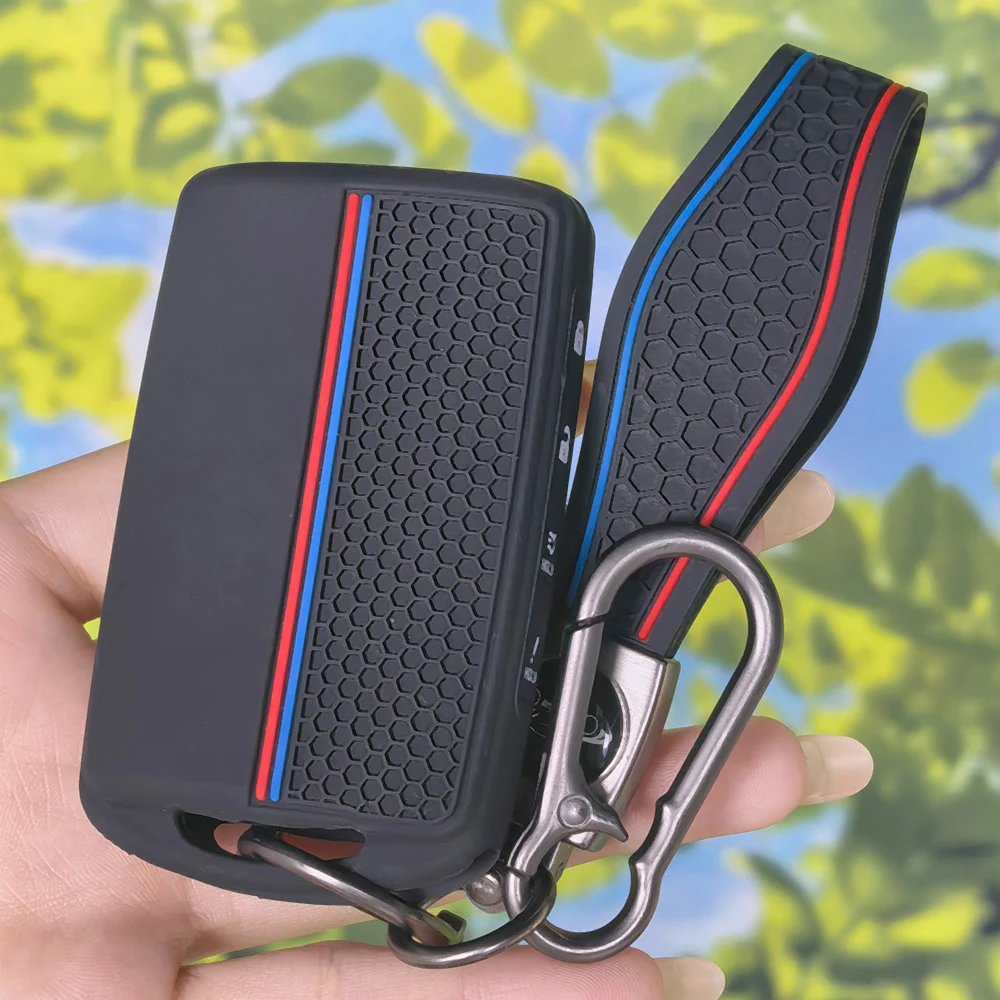 Fashion Striped Honeycomb Smart Remote Key Case With Keychain For Mazda 3 Alexa CX30 CX-4 CX5 CX-5 CX8 CX-8 CX9 CX-9